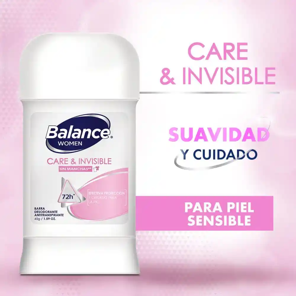 Balance Desodorante Care & Invisible en Barra