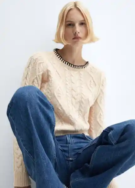 Jersey Frizzly Beige Talla M Mujer Mango