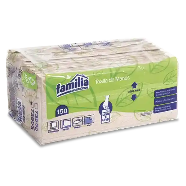 Familia Toalla Mano Institucional Z Natural Doble Hoja