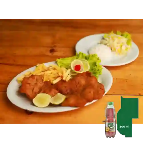 Media Chuleta de Cerdo,O Pollo +Mr Tea Durazno 500ml