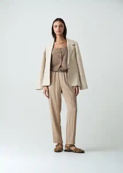 Blazer Mujer Beige Polvillo Medio Talla S 522G073 Naf Naf