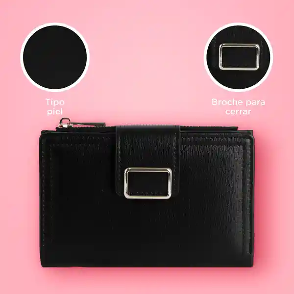 Cartera Para Mujer Hebilla Negro Miniso