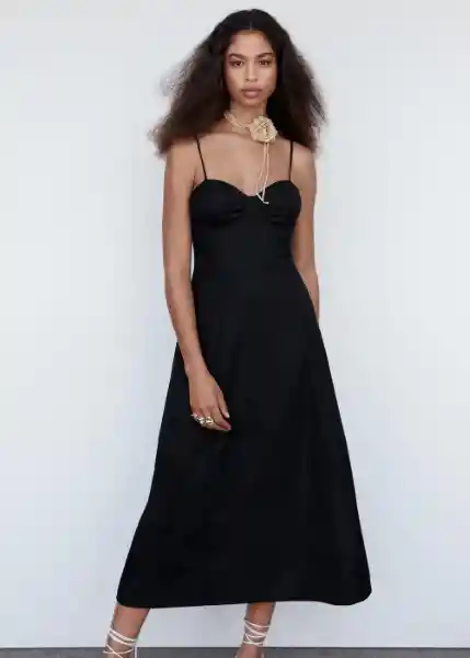 Vestido Valentin Negro Talla 18 Mujer Mango