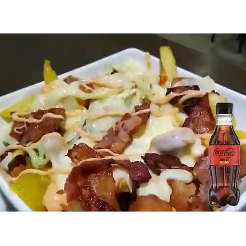 Combo Salchipapa c/ Costilla +cocacola S/az 250ml