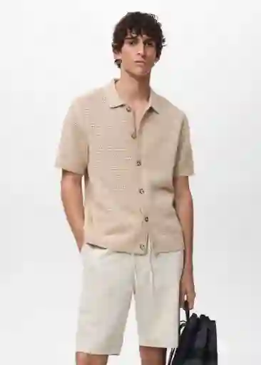 Camisa Samu Beige Talla L Hombre Mango