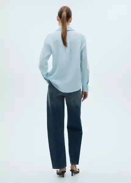 Camisa Samara Celeste Talla S Mujer Mango