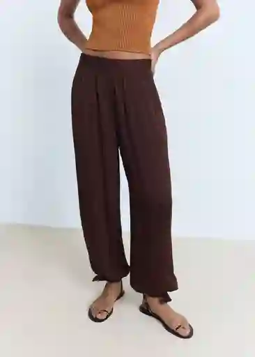 Pantalón Odalisca Chocolate Talla 38 Mujer Mango