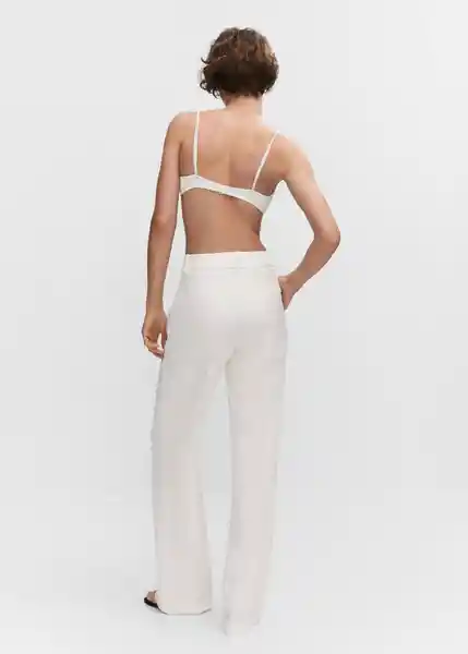 Pantalón Boxy Off White Talla 32 Mujer Mango