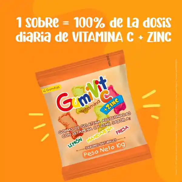 Gumivit gomas vitamina c y zinc sabores naturales