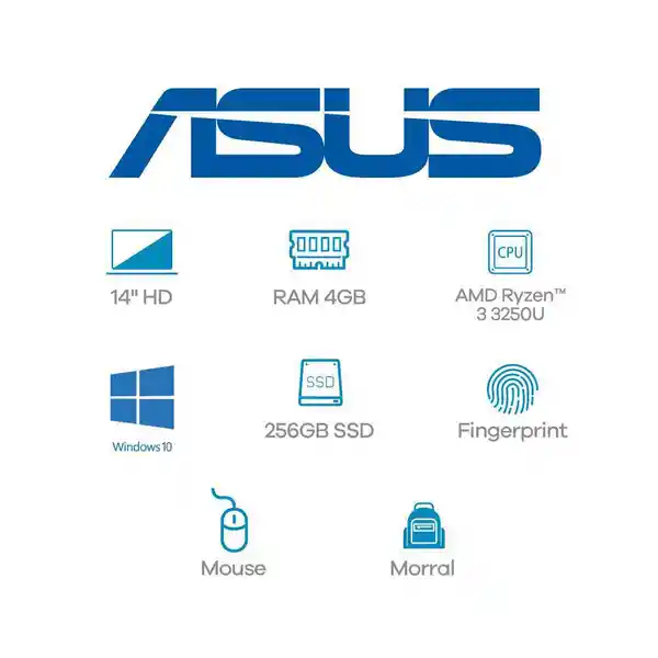 Asus Portatilm415Da-Bv797T Ryzen 3 3250U 4Gb 256 Ssd W10 H 90Nb0T32-M10800