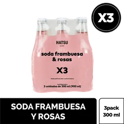 Soda Hatsu 3 Pack Frambuesa & Rosas Botella x 300 mL