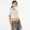 Blusa Cuello Redondo Manga Corta Blanco Talla M 680264