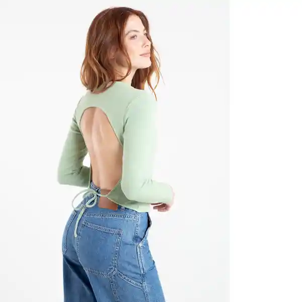  Camiseta Mujer Color Verde Escarchado Claro Talla S Naf-Naf 