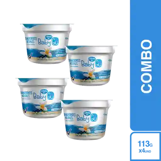 4 x Baby Gu Yogurt Entero Sin Dulce Vainilla Con Probióticos