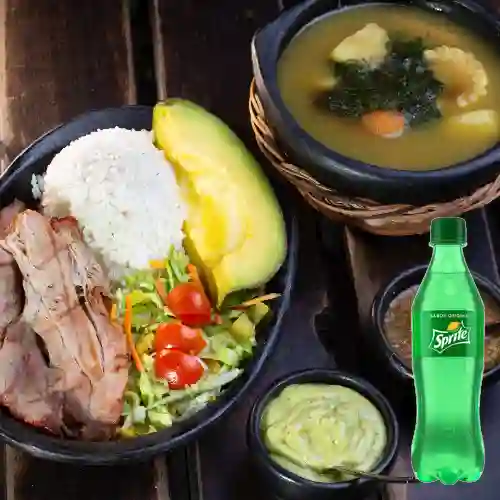 Sancocho de Gallina c/ Carne Llanera +Sprite 400ml