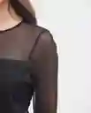 Camiseta Longsleeve Mesh Top Negro Noche Ultraoscuro S Chevignon
