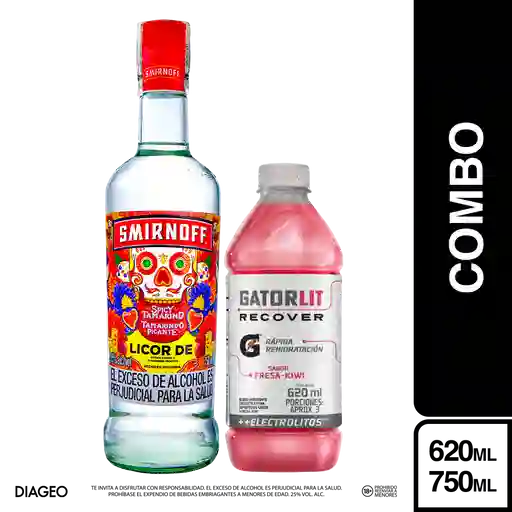 Combo Smirnoff Tamarind 750 mL + Gatorlit Fresa Kiwi 620 mL