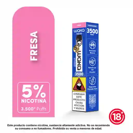 Waka Vaporizador Solo 2-1 Device Fresa 5% 3.500 Puffs