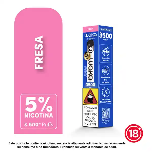 Waka Vaporizador Solo 2-1 Device Fresa 5% 3.500 Puffs