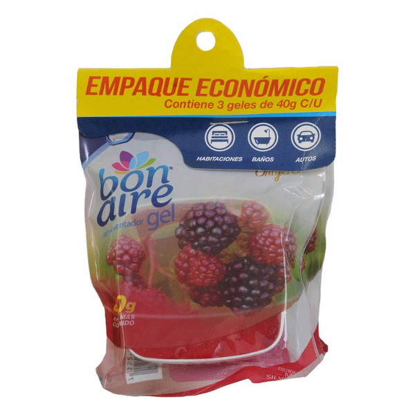 Bon Aire Ambientador Para Espacios en Gel Mora 3 x 40 g