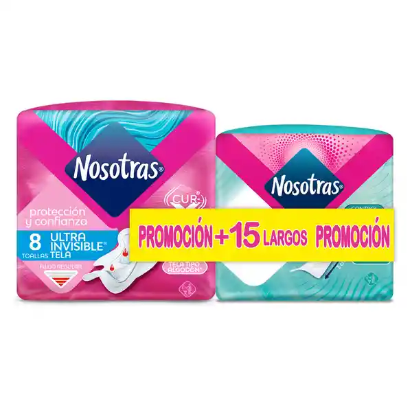 Nosotras Toallas Higiénicas Ultra invisible + Protectores Largos