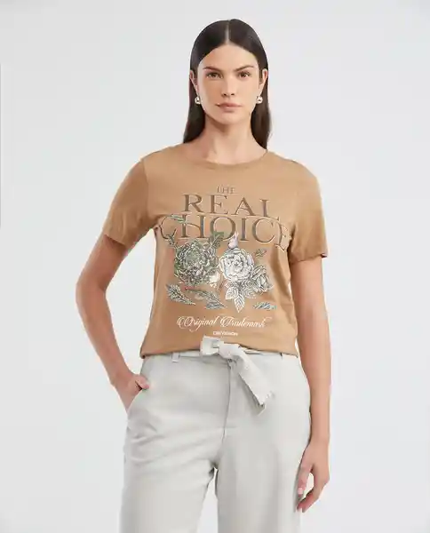 Botanical Graphic Tee Cafe Lirón Claro Talla S Mujer Chevignon