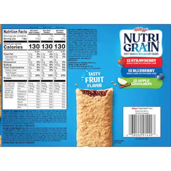 Kelloggs Barras Integrales y Fruta Real Nutri Grain