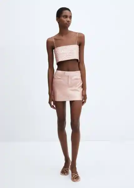 Falda Lotus Rosa Talla 38 Mujer Mango