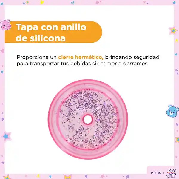 Vaso Plástico de Doble Pared Con Pitillo Rosa Miniso