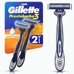 GILLETTE Prestobarba 3 Cuchilla de Afeitar Máquina de Afeitar Hombre Desechable Afeitado al Ras y Extra Suave 2 Uds