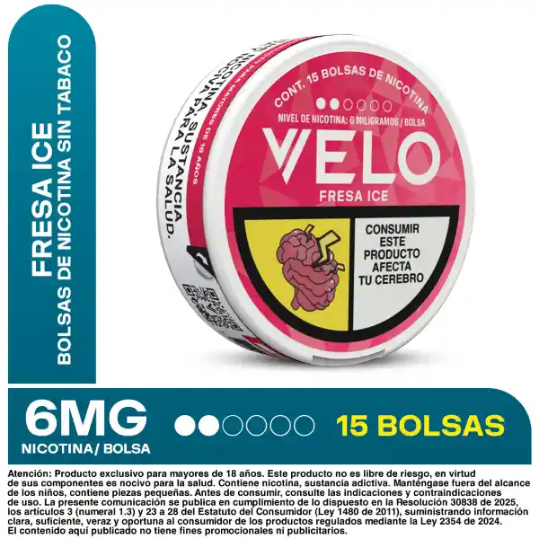 VELO Bolsas de Nicotina Fresa Ice 6MG