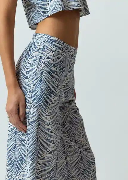 Pantalón Picci Mujer Azul Cetaceo Estampado Talla M Naf Naf