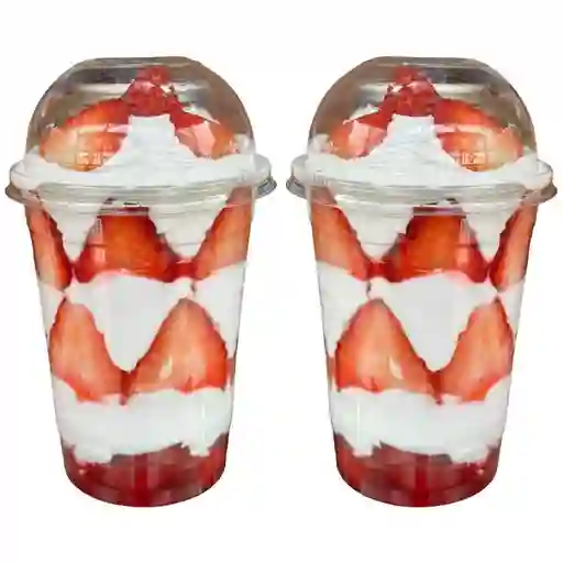2 Vasos Fresa Con Crema Eva 8oz