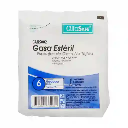 Gasa Alfasafe Esteril No Tejida 3x3 5x6000