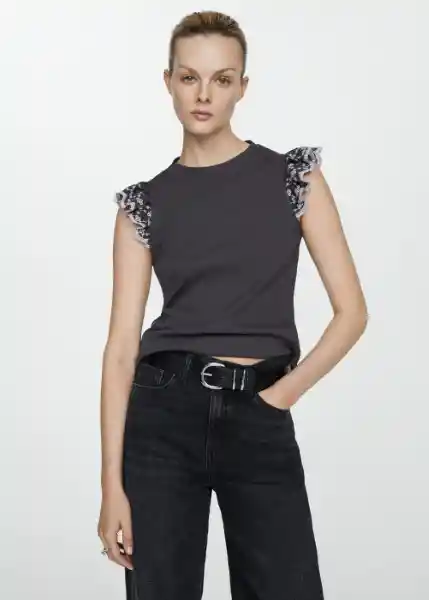 Top Lingui Antracita Talla L Mujer Mango