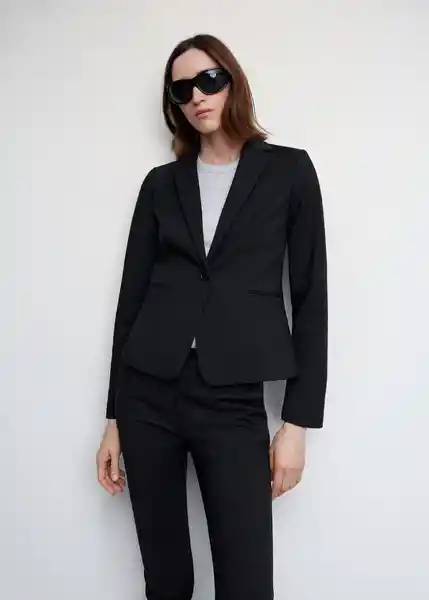 Blazer Americana Macaroni Negro Talla 38 Mujer Mango