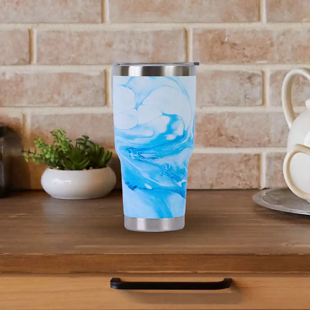 Vaso de Acero Tie Dye Azul Miniso