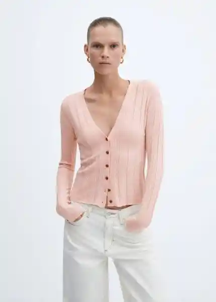 Cárdigan Flurry Rosa Pastel Talla L Mujer Mango