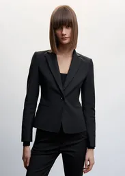 Blazer Americana Cofi Negro Talla 44 Mujer Mango