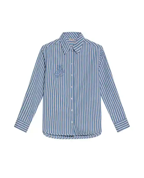 Camisa Striped Poplin Azul Provincial Medio Talla M Chevignon