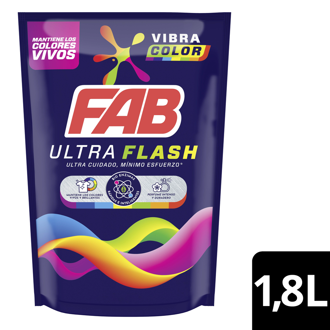 Fab Detergente Líquido Ultra Flash Vibra Color 1.8 l