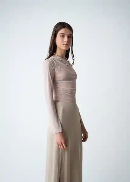 Camiseta Mujer Beige Escarcha Claro Talla S 503G068 Naf Naf