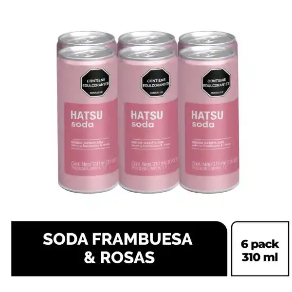 Hatsu Soda Frambuesa Rosas 310 mL x 6 Und