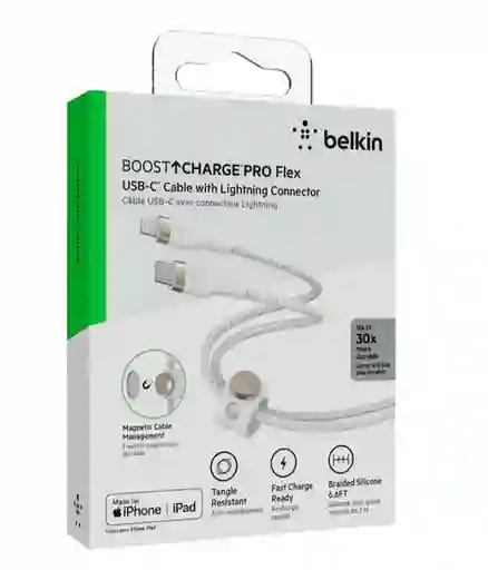 Belkin Cable Pro Flex USB-C a Lightning Blanco 2 m