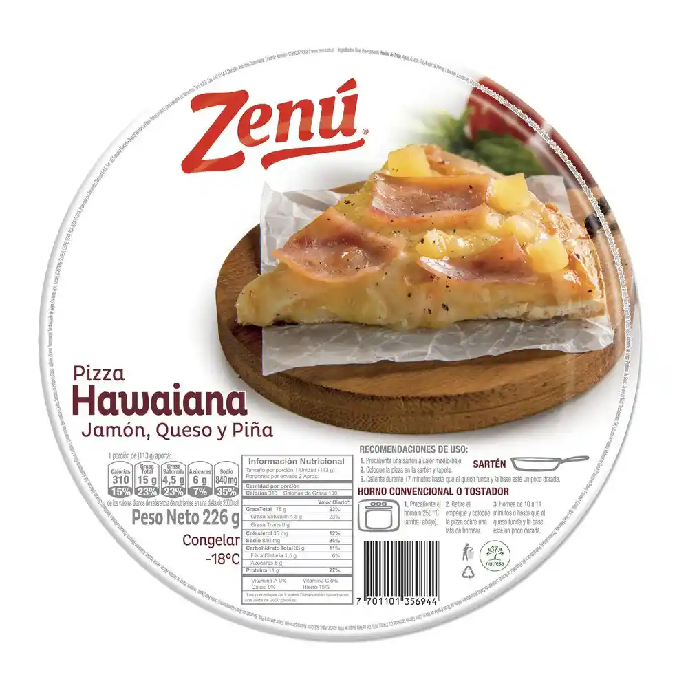 Zenú Pizza Hawaiana Congelada