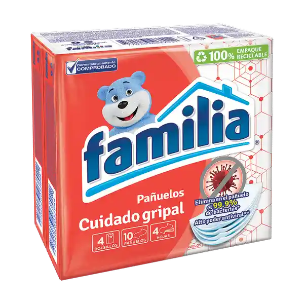 Pañuelos Familia Cuidado Gripal X4 Paq De 10 Und C/U