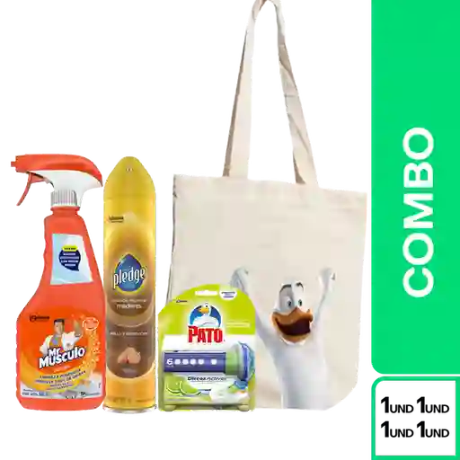 Combo Totebag Pato Discos + Pledge Lustrador+ Mr Músculo Naranja