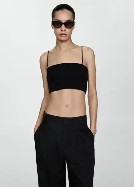 Top Cherry Negro Talla M Mujer Mango