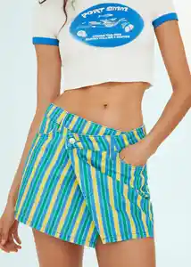 Falda Rocky Azul Talla M Mujer Mango