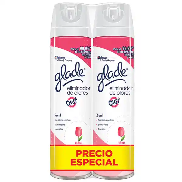 Glade Aromatizante Oust Elimina Olores 3 en 1 Floral